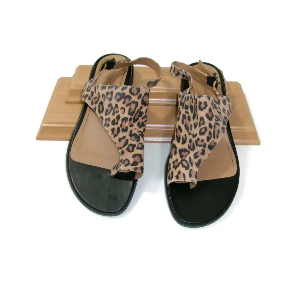Vionice Womens Ella Toffee Leather Leopard Print Sandals Shoes Size 10 M - Picture 13 of 16